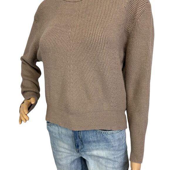 2/$30 Elodie Boxy Dolman Cropped Sweater Taupe Tan Long Sleeve Ribbed Size XS - Picture 8 of 12